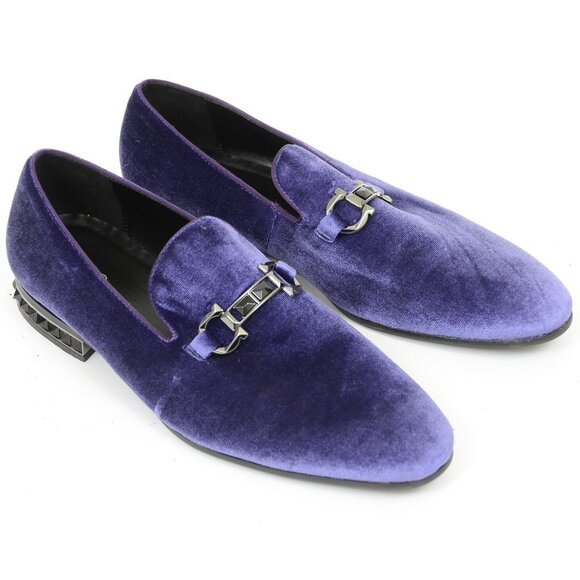 ALDO Men’s 12 Purple Suede Leather Bowtie Slip-On Loafer Horse-bit Preppy Gothic